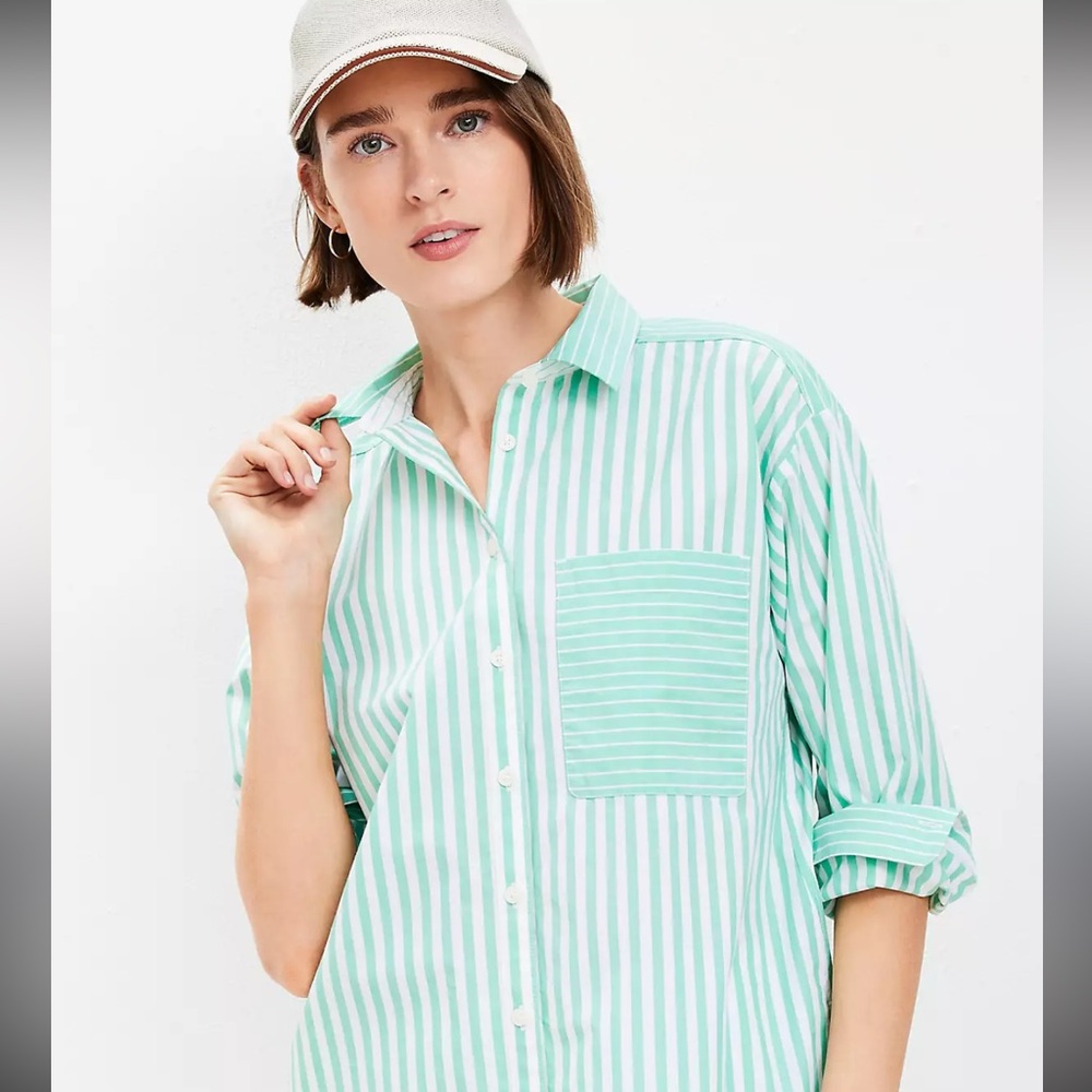 Striped Poplin Everyday Oversized
Pocket Shirt
